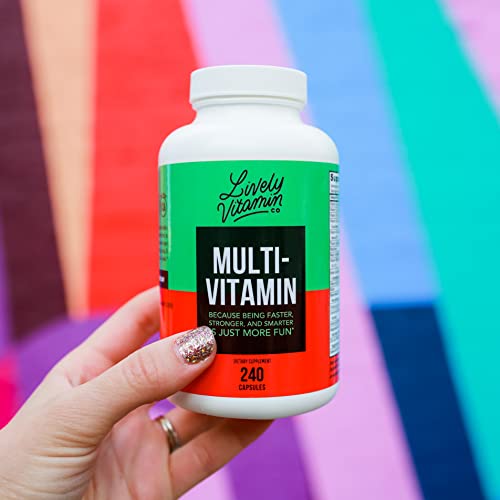 Lively Vitamin Co. Multivitamin - 37 Vitamins Minerals And Extracts - Energy - Memory - Immune Function - Heart- Brain - Focus - Mood - Antioxidants - Dairy Gluten Soy Free - 240 Vegetarian Capsules #TOP2