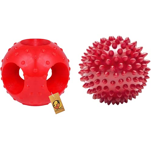 Image of Foodie Puppies Dog Rubber Chew Toy Combo (Spike Ball Toy + Hole Ball Toy) - Color May Vary