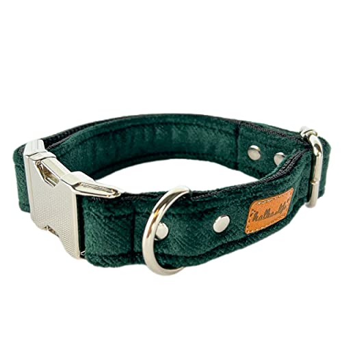 Collier pour chien réglable tissu durable taille S vert bouteille