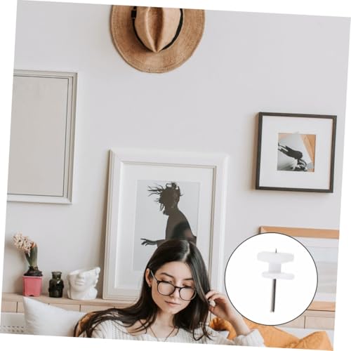 Image of Cabilock Mini White Traceless Hooks 50pcs Photo Frame Hanger Nails Wall Hanging Easy to Install