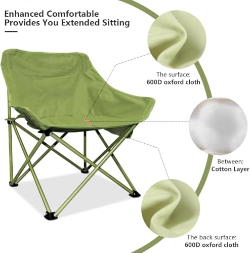 Image of Garden Art Oversized Portable Camping Chair |Heavy Load Capacity Up to 150kg |Light Weight Easy to Carry |Back Packing Chair for Garden,Patio,Camping,Picnic,Fishing GACCG1491-12 (Green, Oversized)