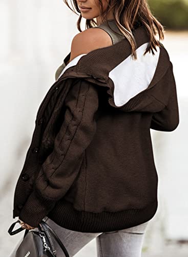 Image of Sidefeel Women's Cardigan Sweaters Hooded Cardigans Fleece Lined Jackets Winter Sweater Coat