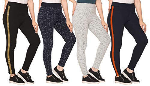 Image of SHAUN Women Free Size (Waist Size-26-34 inch) Stretchable Jegging (Length 37-39 inch Pack of 4)