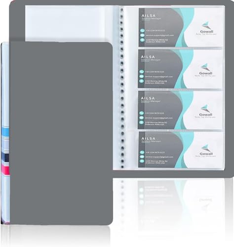 Image of Business Card Holder, Debit /Credit /Business /Visiting Name Id Card Holder Book Case Organizer File - 480 Pockets(Pack of-5)-Grey color