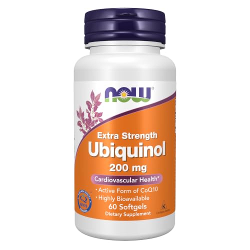 NOW Foods Ubiquinol 200mg Extra Strength | Highly Bioavailable Active Form of CoQ10 with MCT Oil for Heart Health & Cellular Energy & Antioxidant Free Radical Support | 60 Softgels