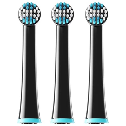 FLUX Electric Toothbrush Replacement Toothbrush Heads - 3 Pack Black Cover