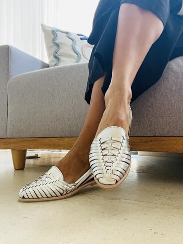Image of Macarena Collection Leather Sandals for Women | Handmade Mexican Huarache | Woven Slip-On Shoes with Cushioned Insole | Artisan Crafted Genuine Leather