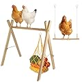 Dmnnlp Chicken Perch & Swing Set for Coops, Wooden Roosting Bars with Feeding Net, Easy Assemble Chicken Coop Accessories for Backyard Poultry
