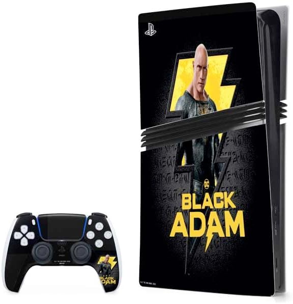 Skinit Decal Gaming Skin Compatible with PS5 Pro Bundle - Officially Licensed DC Comics Black Adam Lightning Bolt Design