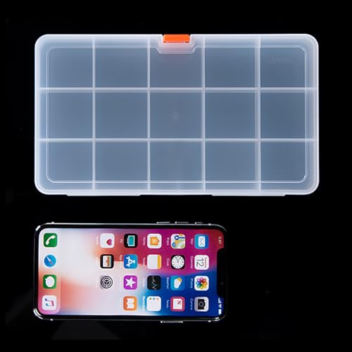 Image of Jewelry Organizer (2 Pack) Clear Plastic Organizer Box (15 Girds), Beads Storage Containers Box for Small Items and Other Craft Projects,Size 7.91 x 4.37 x 0.71 in