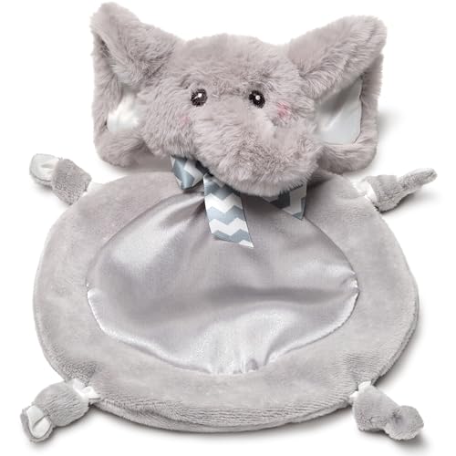 Image of Bearington Baby Wee Spout, 8 x 7 Inch Small Gray Elephant Stuffed Animal, Jungle Nursery Decor, Baby Security Blanket, Elephant Lovey for Babies