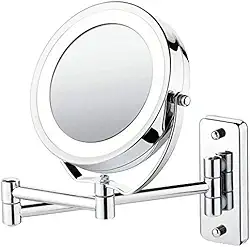 Espelho Articulado Iluminação LED Ampliação 5x Casa Banheiro