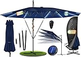 KESSER® Sonnenschirm Doppelsonnenschirm mit LED 4,6m x 2,7m | Ampelschirm...