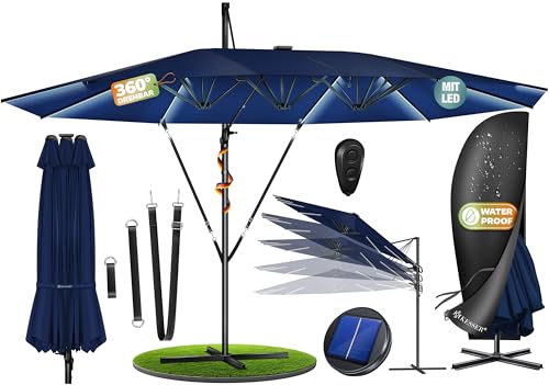 KESSER® Sonnenschirm Doppelsonnenschirm mit LED 4,6m x 2,7m | Ampelschirm