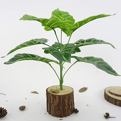 Sytauuan 1 pièce de 9 têtes de Taro artificielles Alocasia Macrorrhiza DIY Décoration de Maison de Mariage Vert Cover