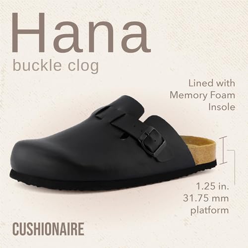 Image of CUSHIONAIRE Hana Womens Clogs | Comfortable Vegan Suede Clogs for Women | Slip On Potato Shoes with Cork Footbed & Arch Support | Memory Foam, Wide Widths Available
