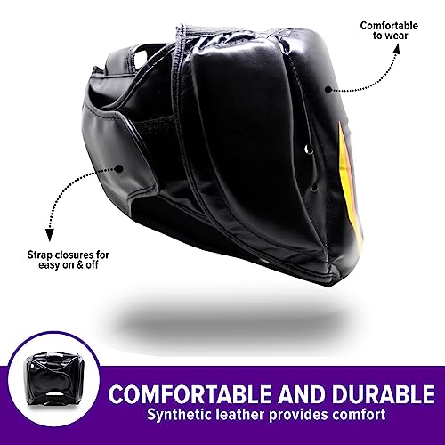 TRAINED Boxing Headgear Black S/L Use for MMA Training Kickboxing, Muay Thai, Sparring, Karate and Taekwondo Head Guard. - Thumbnail 6