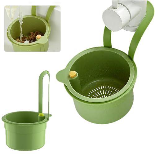Cestello di Scarico per Lavello da Appendere, cestello Filtro per Lavello, Colino in Plastica Rubinetto con Pulsante a Scatto, Filtro per Lavello Cucina per Lavare e Filtrare gli Alimenti in Cucina