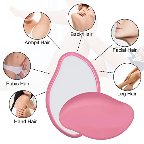 Crystal Hair Eraser,Reusable Crystal Hair Remover Magic Painless Exfoliation Hair Removal Tool, Magic Hair Eraser for Back Arms Legs Fast & Easy Crystal Hair Eraser for Women and Men,SoapBowl- Pink