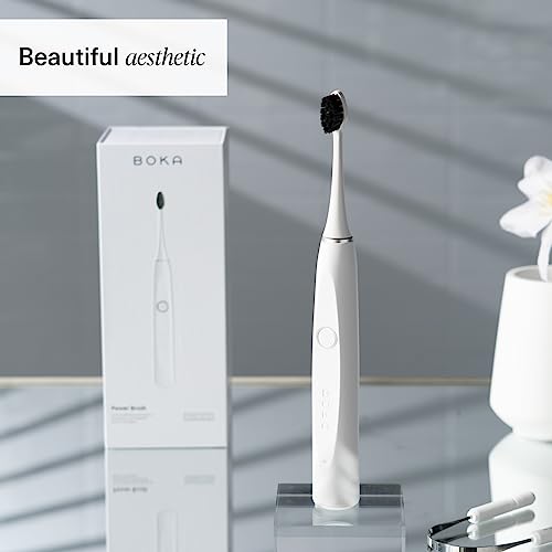 Boka Electric Toothbrush For Adults W/ 2 Heads - Rechargeable Sonic Powered Tooth Brush - Charcoal Activated Bristles For Deep Cleaning - Dentist Recommended Oral Care - Charging Base W/Micro Usb #TOP4