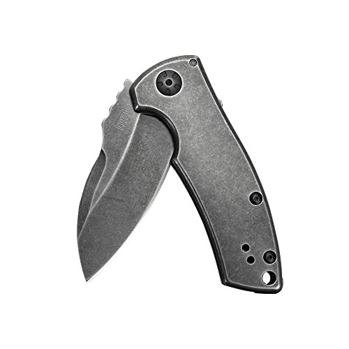 Kershaw Spline Folding Knife (3450BW); 8Cr13MoV Stainless Steel, Blackwash Finish, SpeedSafe Assisted Open, Reversible Deep Carry Clip, Frame Lock; 4.4 oz., 2.9 in. Blade, 6.8 in. Overall Length