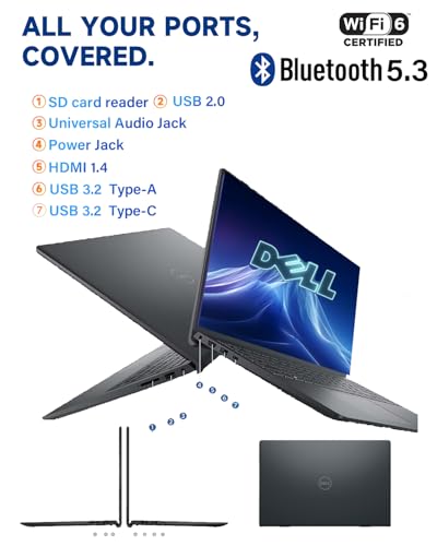 Image of Dell Inspiron 15 3535 Touchscreen Laptop - 20GB DDR4 RAM, 1TB SSD, 15.6 inch FHD WVA Display, AMD Ryzen 7 7730U,Windows 11 Pro, Copilot, Wi-Fi, Numeric Keypad, Webcam, for Business & Students