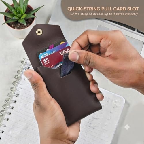 Image of Leatherful Flip - Top Grain Leather Vertical Slim Wallet for Men | Easy Quick Card Access | Compact Front Cash Pocket & Button Lock | Minimalist Travel & Daily Carry Wallet (Brown)
