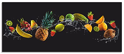 ARTland Spritzschutz Küchenrückwand aus Alu für Küche Herd Spüle 120x50 cm (BxH) viele weitere Größen Design Obst Früchte Schwarz U1TG