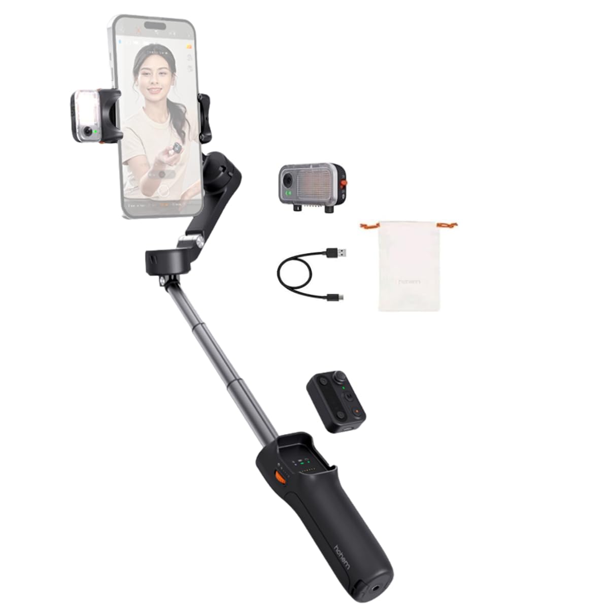 hohem Gimbal Stabilizer for Smartphone iSteady V3,Portable Phone  Stabilizers with Al Tracker Detachable Remote Control Built-in Extension  Rod/Tripod