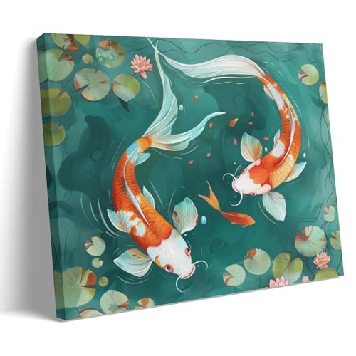 Toile encadrée moderne DEBAOKA peinture poisson rouge de luxe