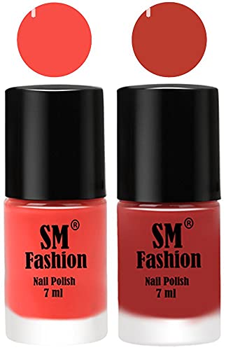 Image of Long Lasting Nail Polish | Nail Paint Combo 7 ml Each) - Set of 2 Coral-Dark Peach