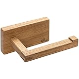 Voak® Toilettenpapierhalter Holz ohne Bohren | Klopapierhalter zum Kleben oder Bohren | 100% Natur Eiche Made in EU | Klorollenhalter geölt & Handgearbeitet | WC Papier Halterung Badezimmer