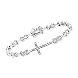 Ross-Simons 0.50 ct. t.w. Diamond Cross and Infinity Symbol Link Bracelet in Sterling Silver. 7.25 inches