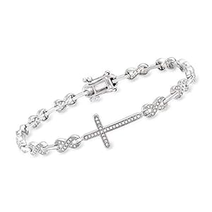 Ross-Simons 0.50 ct. t.w. Diamond Cross and Infinity Symbol Link Bracelet in Sterling Silver. 7.25 inches