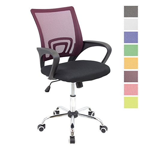 CashOffice - Silla de Escritorio Ergonómica, Silla de Oficina Giratoria con Respaldo Transpirable (Rojo Vino)