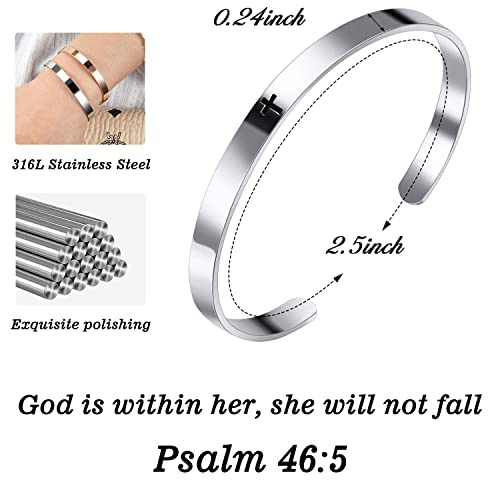 MUERDOU Inspirational Cuff Bracelet Bangle for Women Christian Bible Verse Bracelet Prayer Faith Religious Stainless Steel Bangle Gifts for Her2