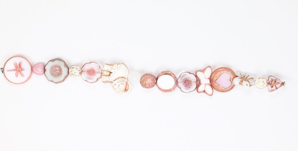 Outlet 1 pc Stranded Bead Mix Strand Pink Bees