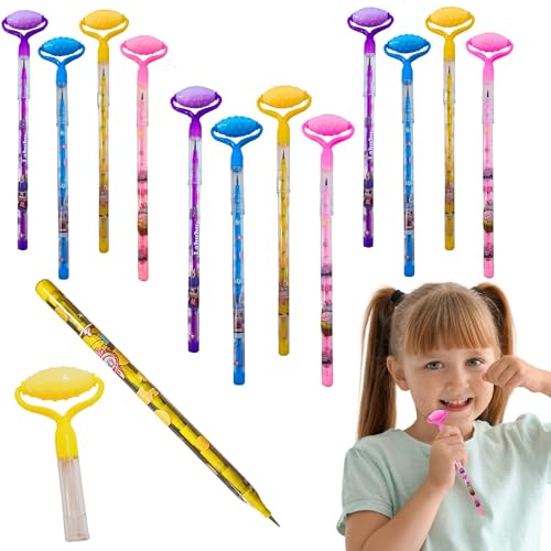 Image of Birthday Popper Facial Massager Roller Top Push Pencils As Birthday Return Gifts For Kids-Set Of 12,Fun Writing Dual-Purpose Stationery,Ink Color-Black