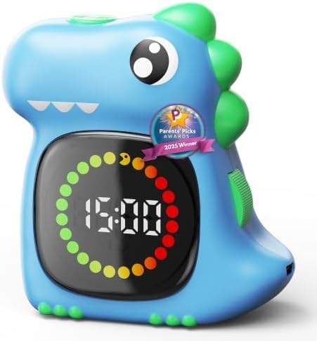Visueller Timer für Kinder, 99 Minuten Dino Digital Timer, USB Wiederaufladbar, Dinosauriergeräusche & Blinklicht, für Zeitmanagement bei Zähneputzen, Hausaufgaben, Essen (Blau)