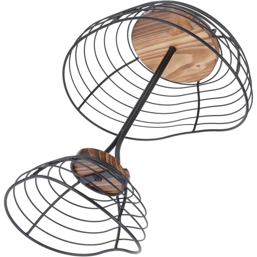 Zerodeko Plato de fruta de múltiples capas canasta de frutas de doble capa frutero de niveles bol largo fruteros para mostrador de cocina cesta de mesa de madera Black