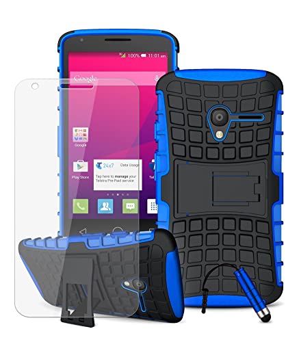 Image of Armour Defender Case & Tempered Glass Screen Protector Compatible with Sony Xperia L2 Phone Case Shockproof Kickstand Cover Tough Shell Strong Lightweight - Blue