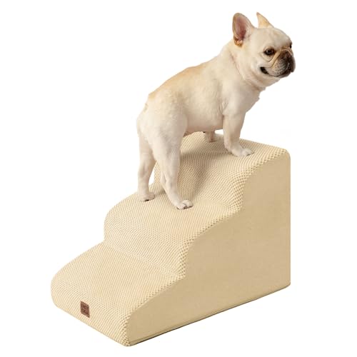 EHEYCIGA Curved Dog Stairs Ramp, 3-Step Dog Steps, 15.7" H Pet Step