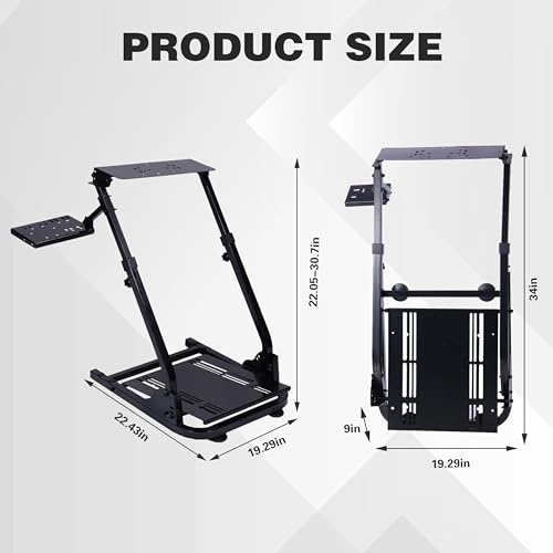 Image of PLLOVOR Racing Wheel Stand with Handbrake Mount,Foldable and Adjustable Steering Wheel Stand for Logitech G27 G29 G920 G923,Thrustmaster T300 T248,Fanatec Racing Simulator Cockpit
