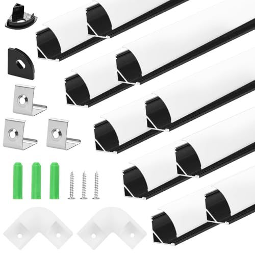 La mejor comparación de Tiras - los preferidos. 47 Paquete de 10 Difusores de Canal LED, Tira de LED de 100 cm en forma de V, sistema de difusor de canal de aluminio, Difusor de Canal de Tira LED En Forma de V de Resistencia UV