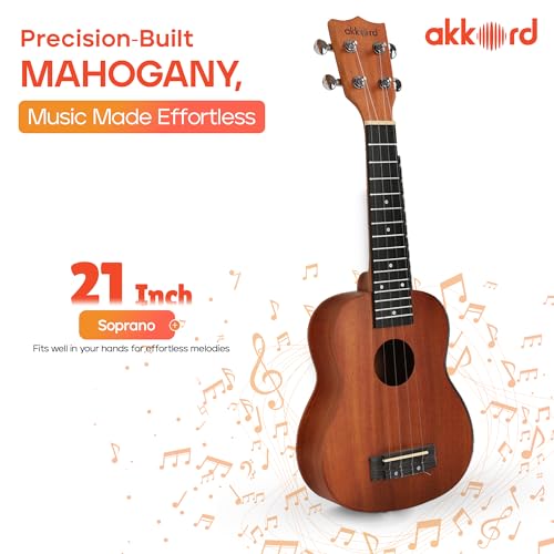 Akkord Mahagony Wood Soprano 21" Ukulele Super Combo- with Gig-Bag, Tuner, Strap, Fluorocarbon String Set and Capo - Image 3 thumbnail