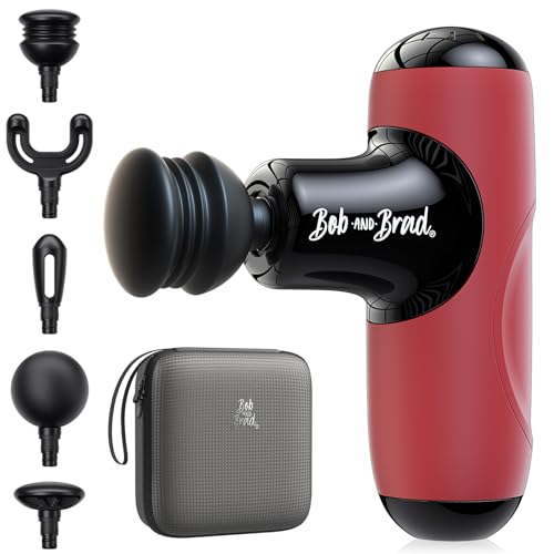 BOB AND BRAD Q2 Mini Massage Gun for Women - Portable Muscle Pain Relief, Powerful Deep Tissue Percussion Massager, Ultra Quiet Handheld Massager, Designed for Travel - Red