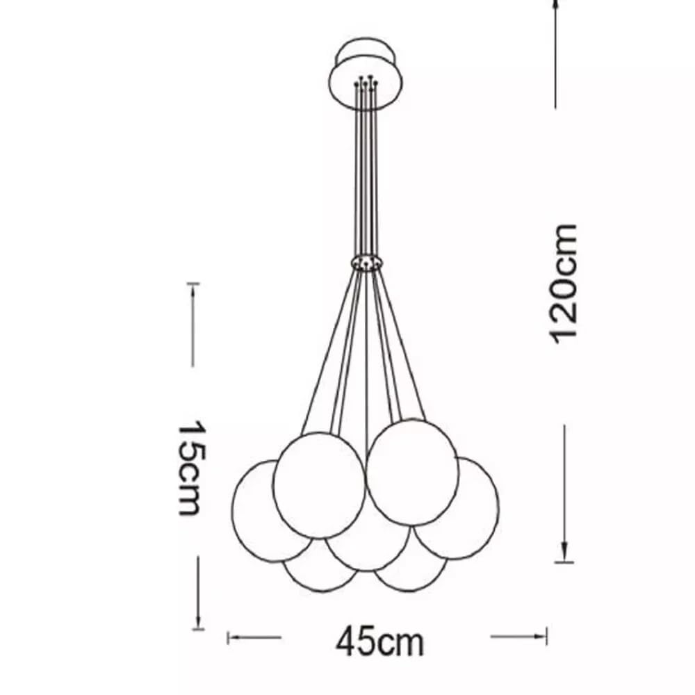 Lampadario a Sospensione Moderno con Sfere Opache – Struttura Dorata, Attacco G9, Facile Installazione per Soggiorno, Sala da Pranzo o Ufficio (7 Sfere)