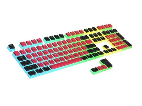 Ranked Klawisze Pudding PBT | 112 Układ Półprzezroczystych Podwójnych Strzałów ANSI US i ISO | Profil OEM dla Mechanicznej Klawiatury do Gier RGB (Czerwony czarny)