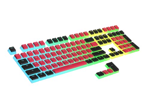 Image of Ranked Pudding PBT Keycaps | 112 Double Shot Translucent ANSI US & ISO Layout | OEM Profile for RGB Mechanical Gaming Keyboard (Red & Black)
