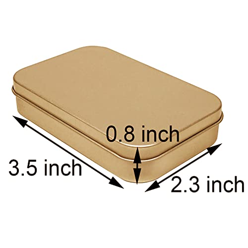 8 Pack Tin Box Containers 3.7 x 2.4 x 0.8 Inch Metal Tins Storage Box with Hinge Lids, for Home Storage, Outdoor Active Storage Containers, Home Organizer Small Tins, Gold
